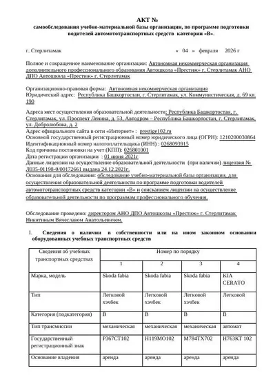 Превью акта самообследования